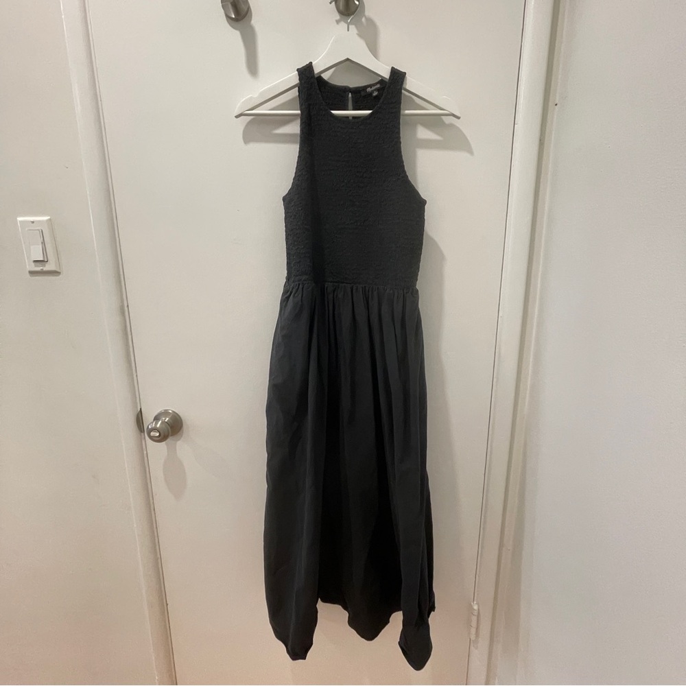 Madewell the melody bubble-hem smocked mide dress in poplin